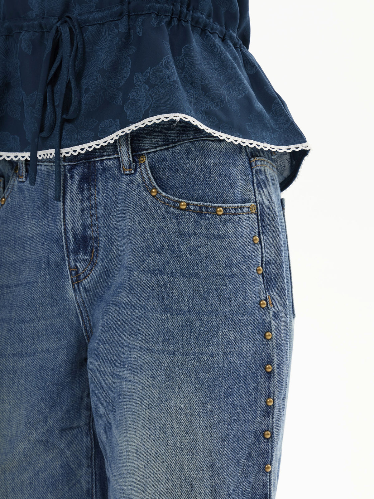 Vintage Beaded Baggy Denim Shorts | BTTW012