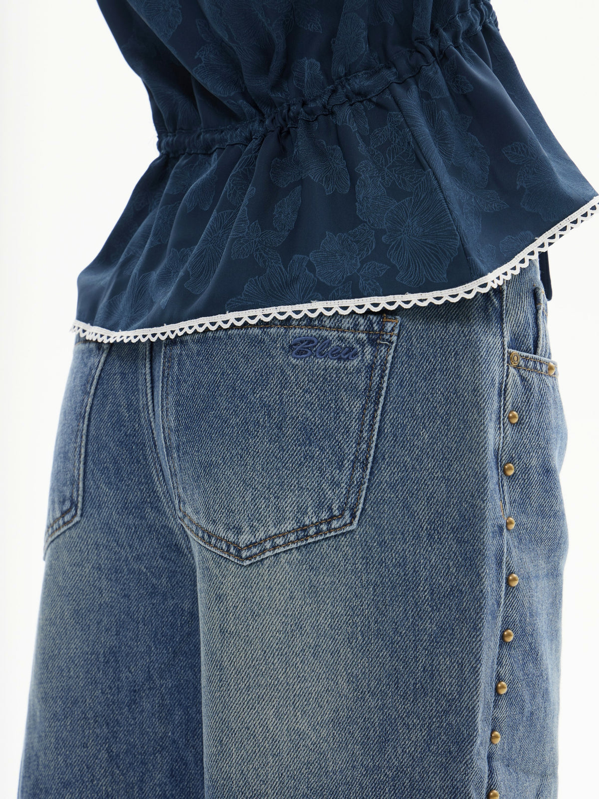Vintage Beaded Baggy Denim Shorts | BTTW012