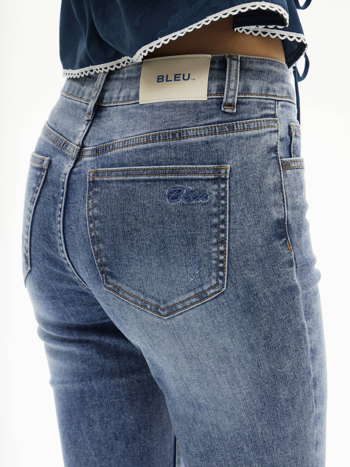 Super Stretch Vintage Beaded Straight Leg Jeans | BTTW006