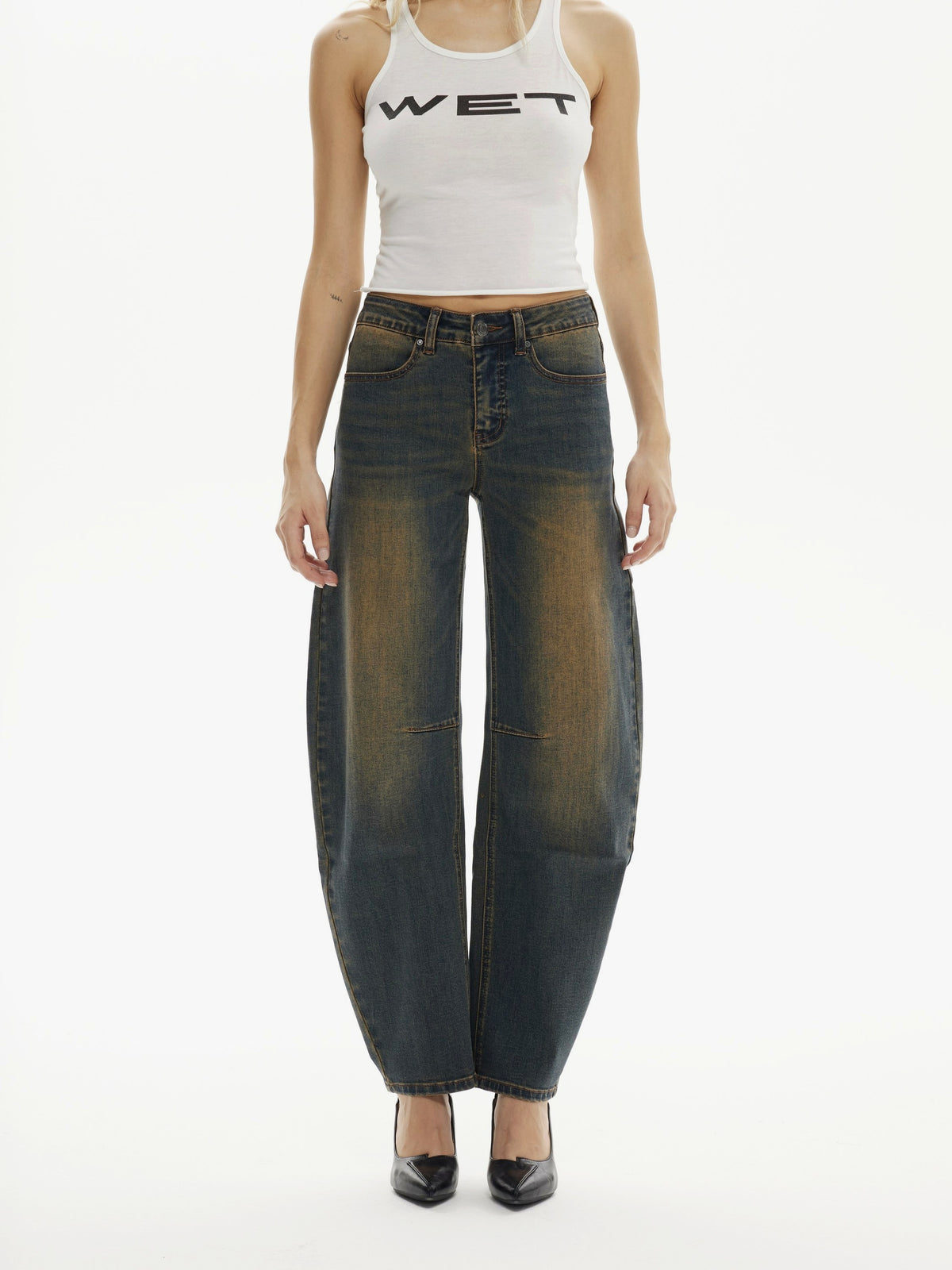 High Rise Curved Jeans - Vintage Washed | BTTW005