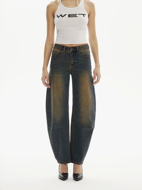 High Rise Curved Jeans - Vintage Washed | BTTW005