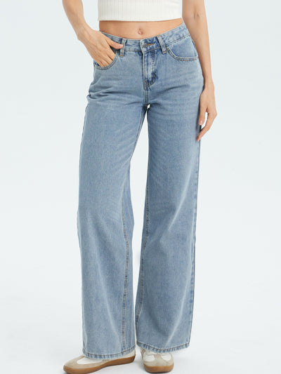 Women's Vintage Washed Baggy Jeans - Navy Washed