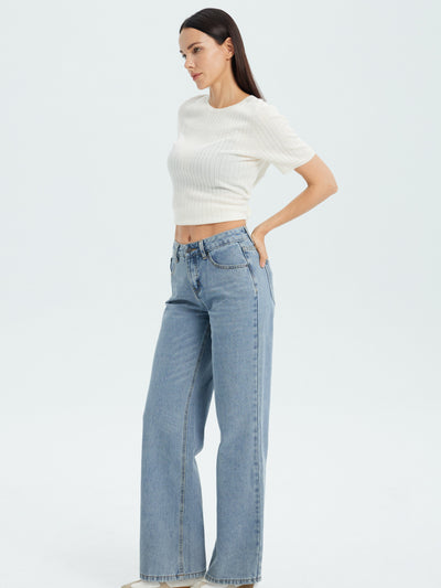 Women's Vintage Washed Baggy Jeans - Navy Washed