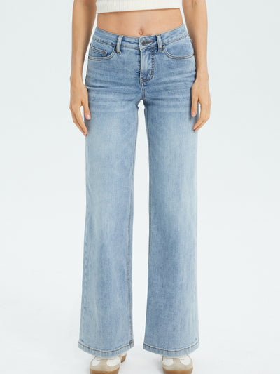 Women's Super Stretch Wide Leg Jeans - Light Washed