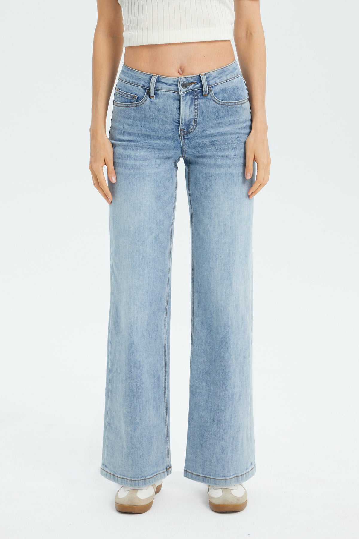 Super Stretch Wide Leg Jeans for Women - Light Washed | BLEU