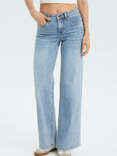 Women's Super Stretch Wide Leg Jeans - Light Washed