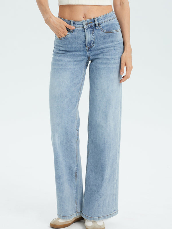 Women's Super Stretch Wide Leg Jeans - Light Washed