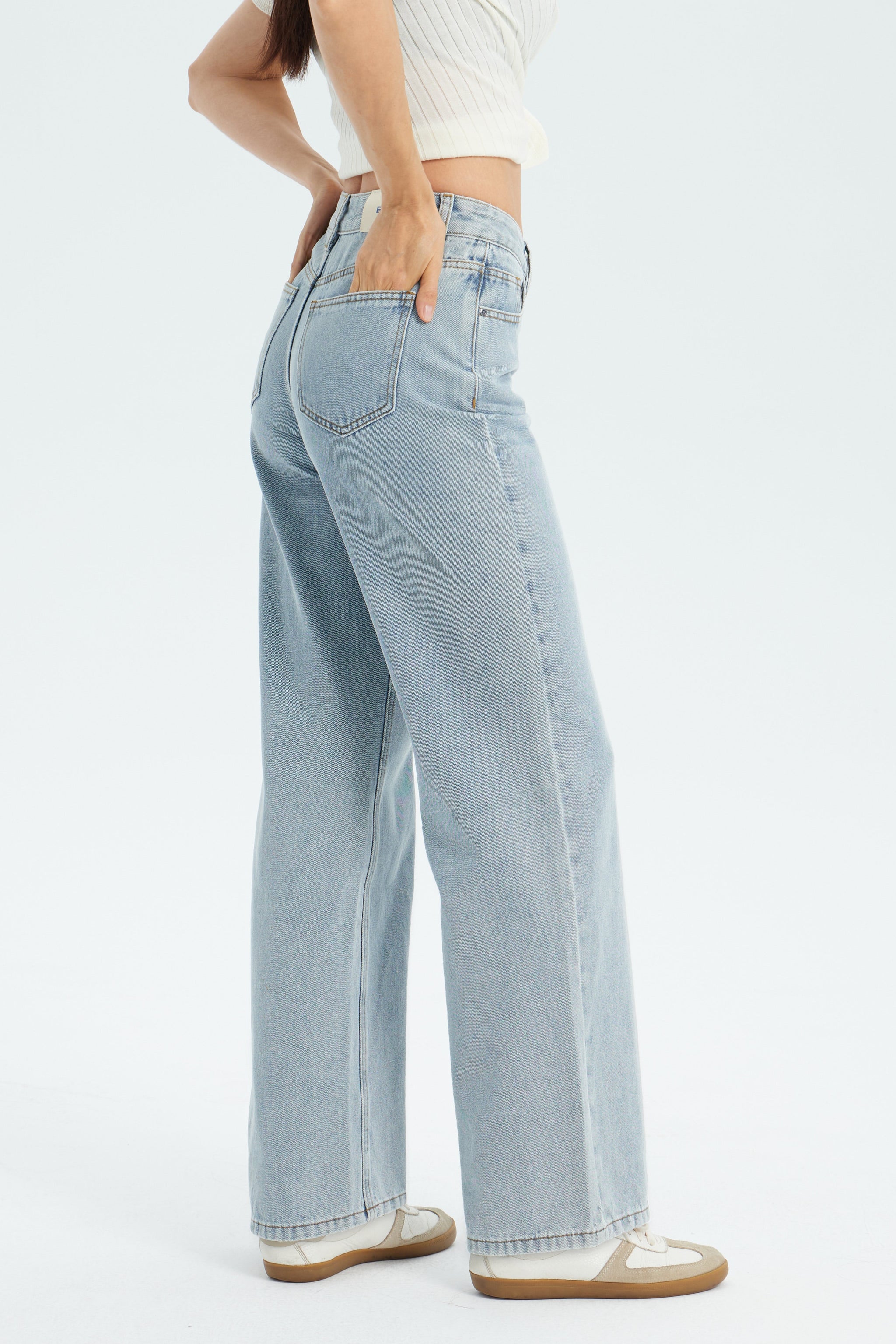 Women's Vintage Washed Baggy Jeans - Light Vintage Washed