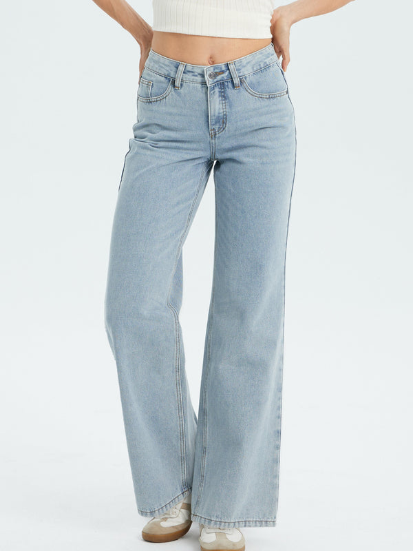Women's Vintage Washed Baggy Jeans - Light Vintage Washed