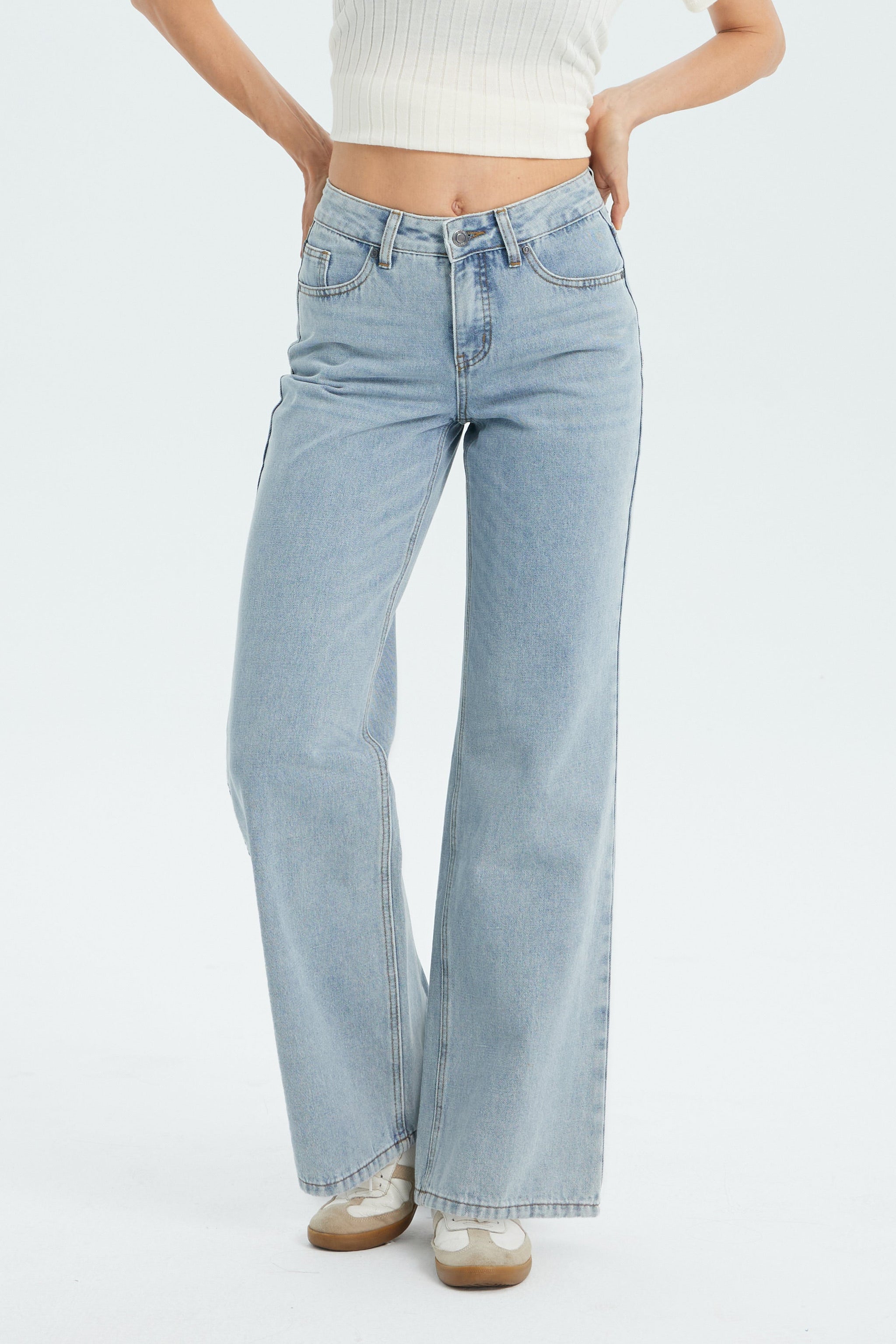 Women's Vintage Washed Baggy Jeans - Light Vintage Washed