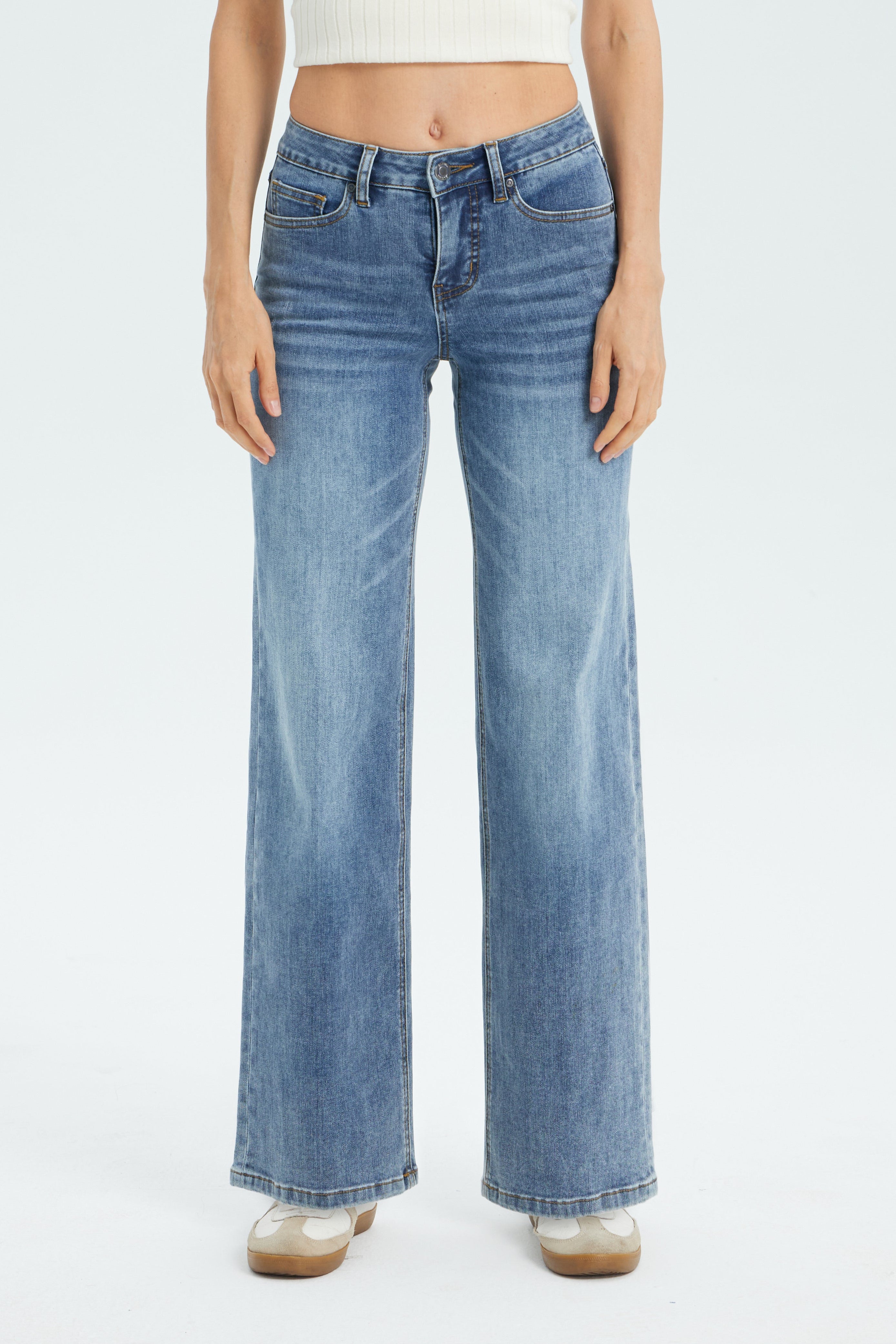 Super Stretch Wide Leg Jeans for Women - Dark Washed | BLEU