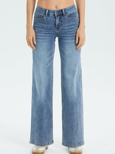 Women's Super Stretch Wide Leg Jeans - Dark Washed