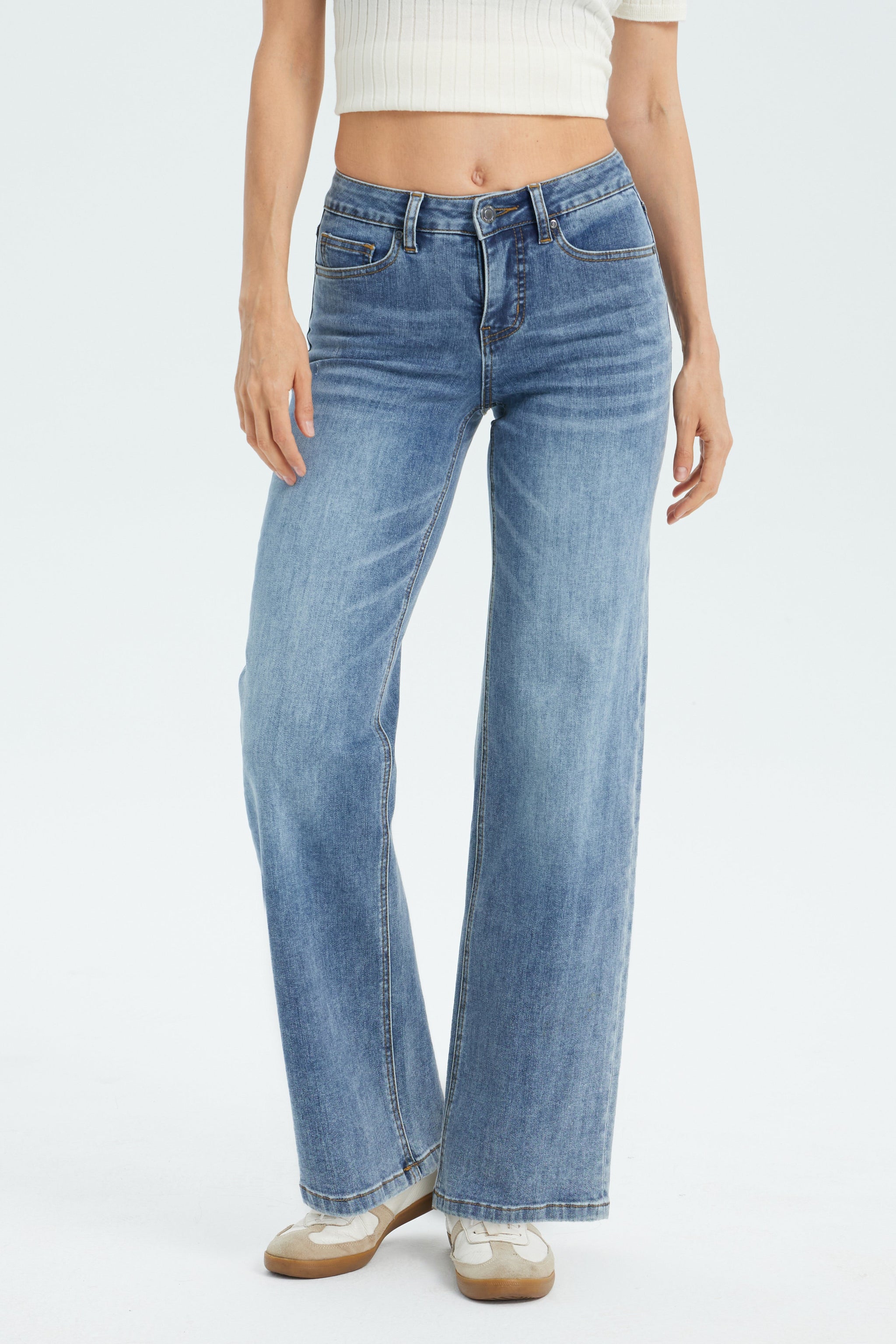 Super Stretch Wide Leg Jeans for Women - Dark Washed | BLEU