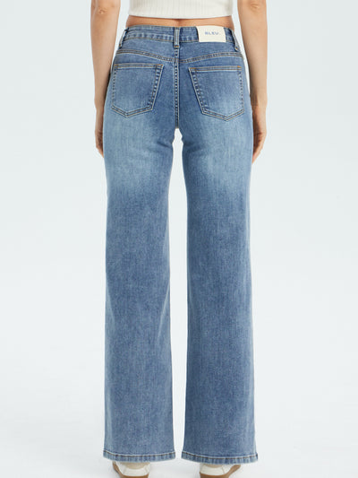 Women's Super Stretch Wide Leg Jeans - Dark Washed