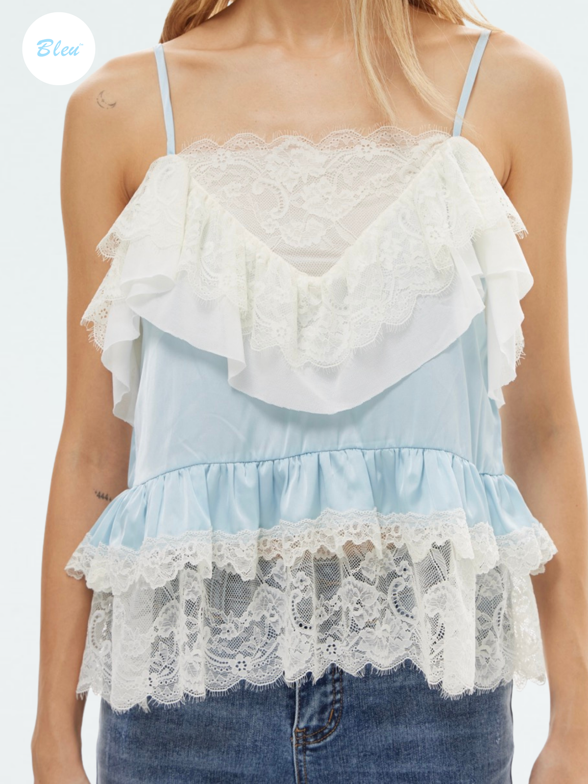 Lace-Trim Ruffle Cami Top | BLEU
