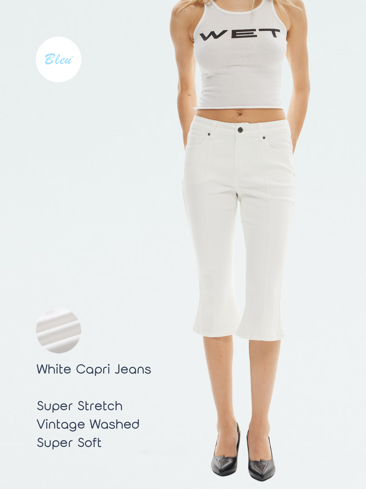 BLEU SUPER STRETCH CAPRI JEANS | BTTW014