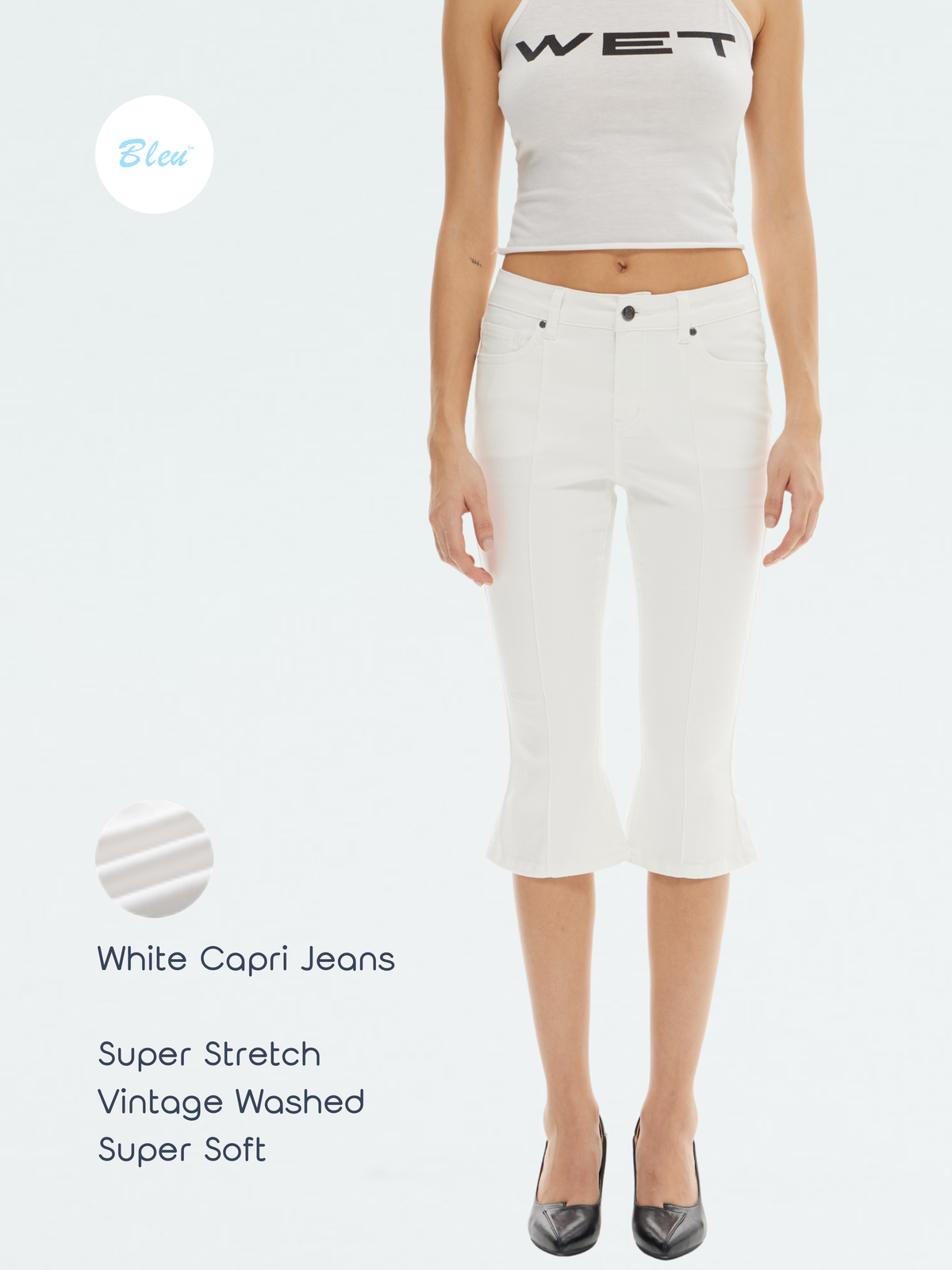 BLEU SUPER STRETCH CAPRI JEANS | BTTW014
