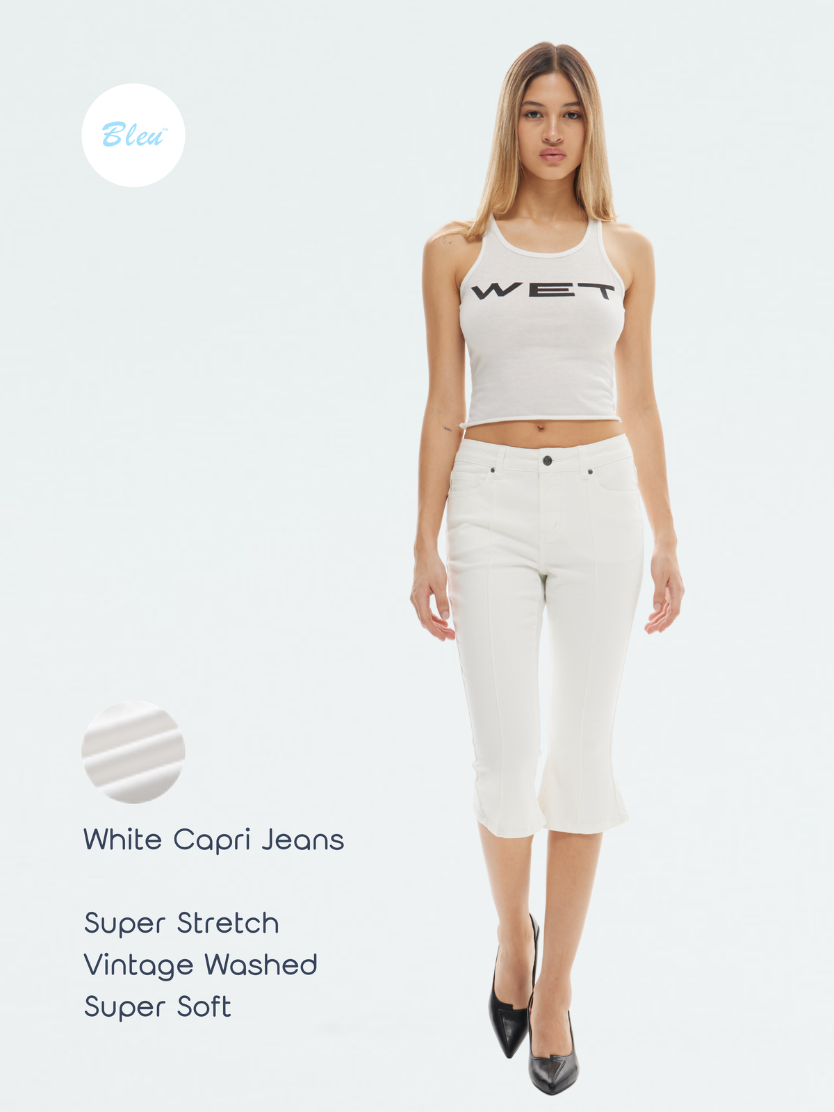 BLEU SUPER STRETCH CAPRI JEANS | BTTW014