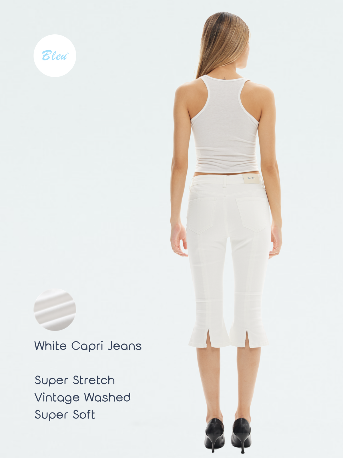 BLEU SUPER STRETCH CAPRI JEANS | BTTW014