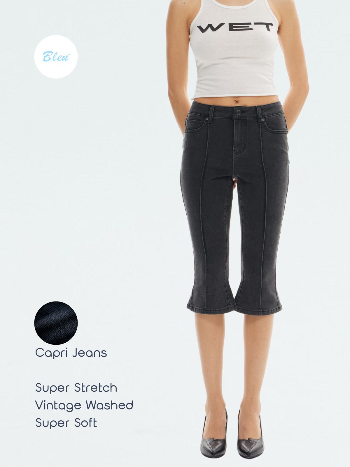 BLEU SUPER STRETCH CAPRI JEANS | BTTW014